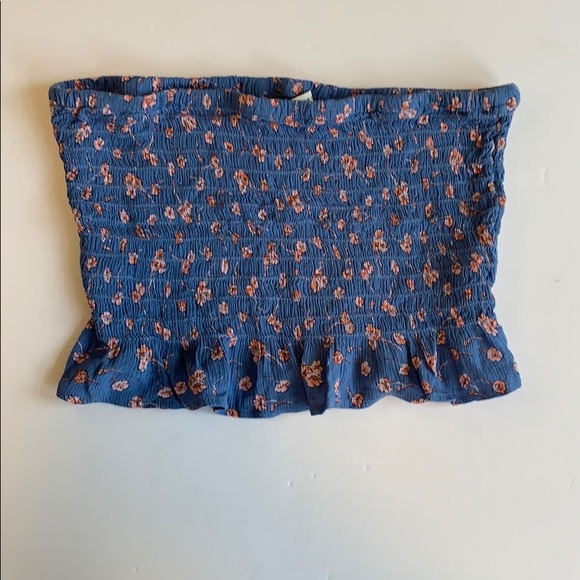American Eagle Blue Floral Tube Top Sz S - Picture 2 of 4